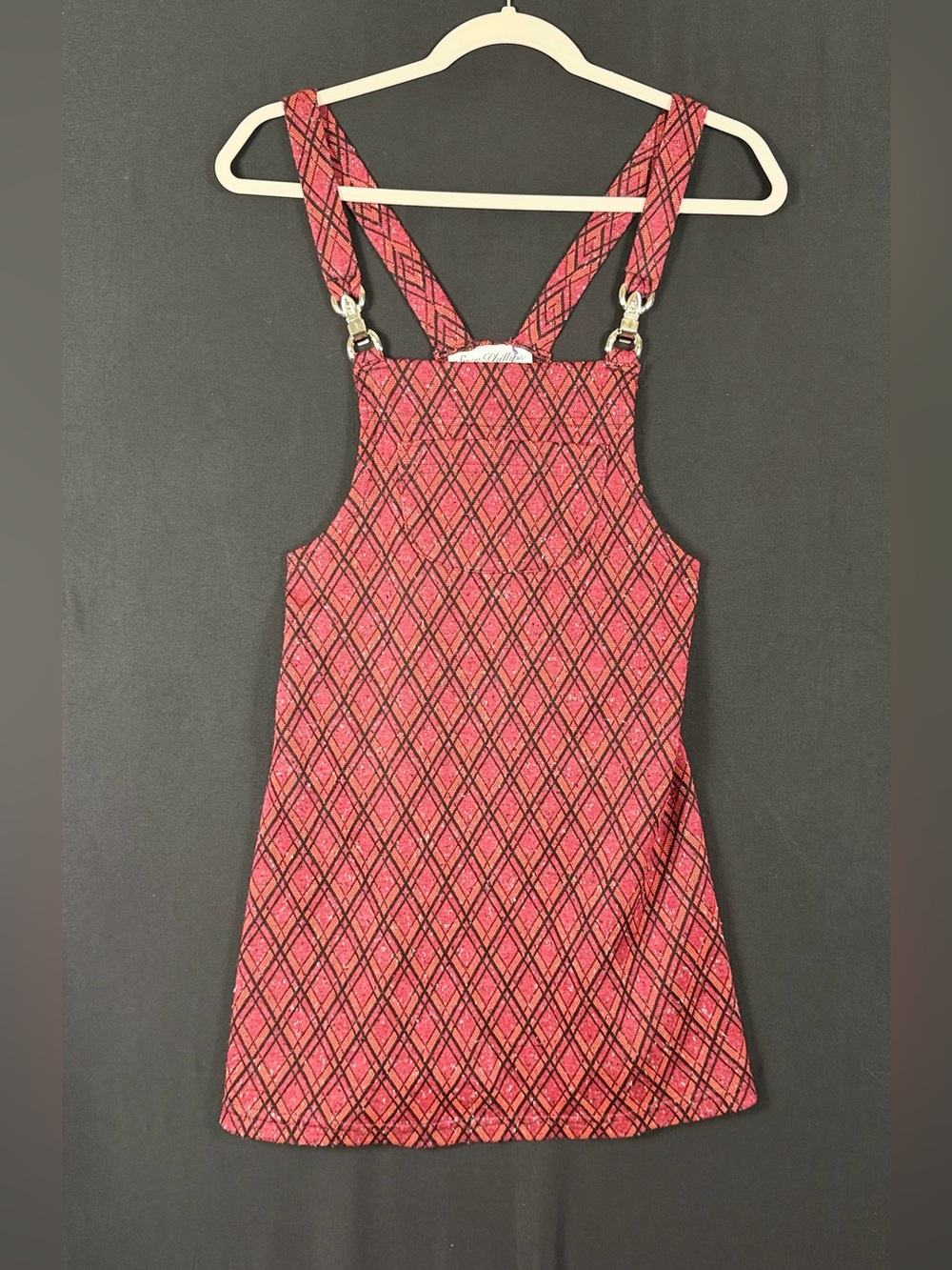 Y2K Punk Indie Sleaze Punk Plaid Mini Pinafore Dress Front pocket Metal clasps